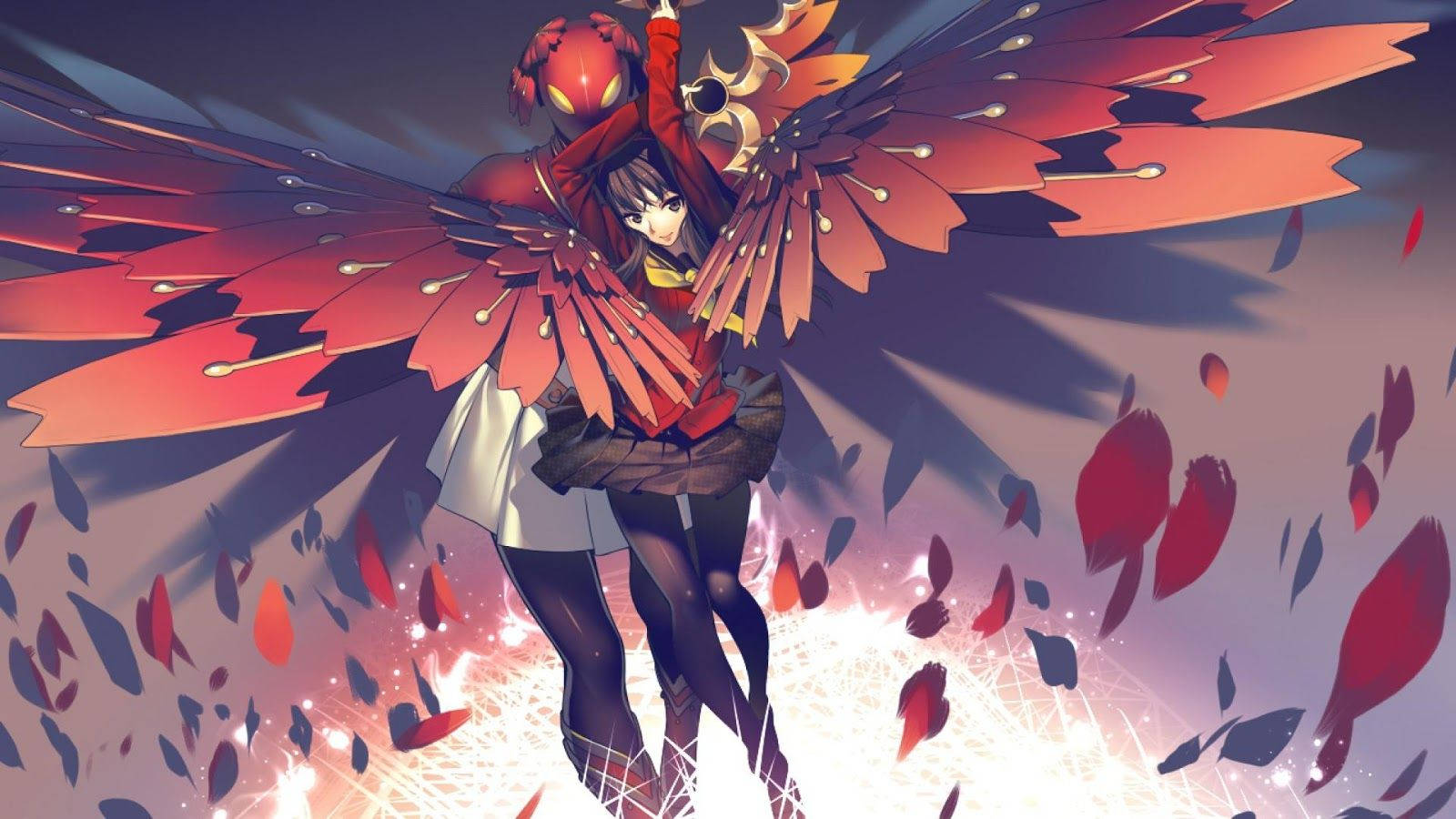 A mysterious anime girl in a forest. Wallpaper