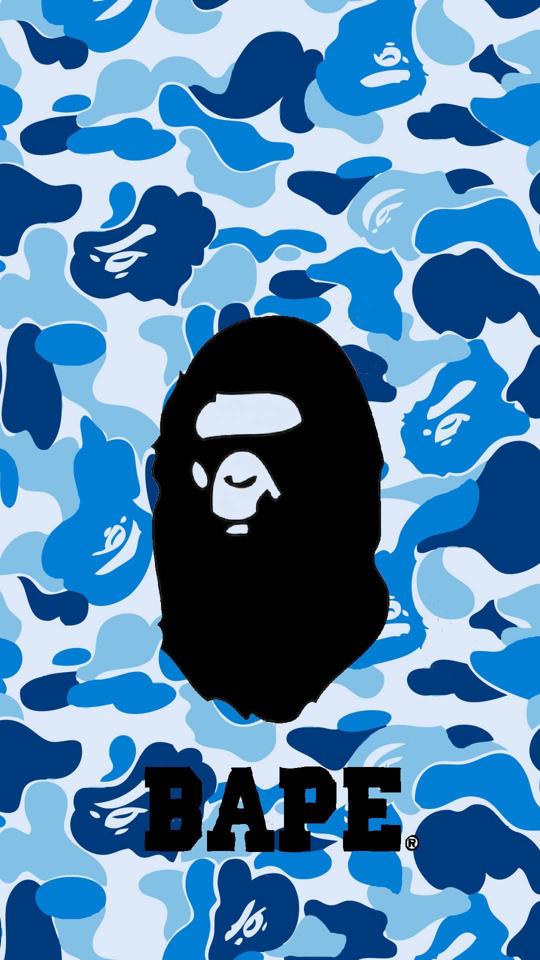 BAPE Brand Logo On Blue Camouflage Wallpaper