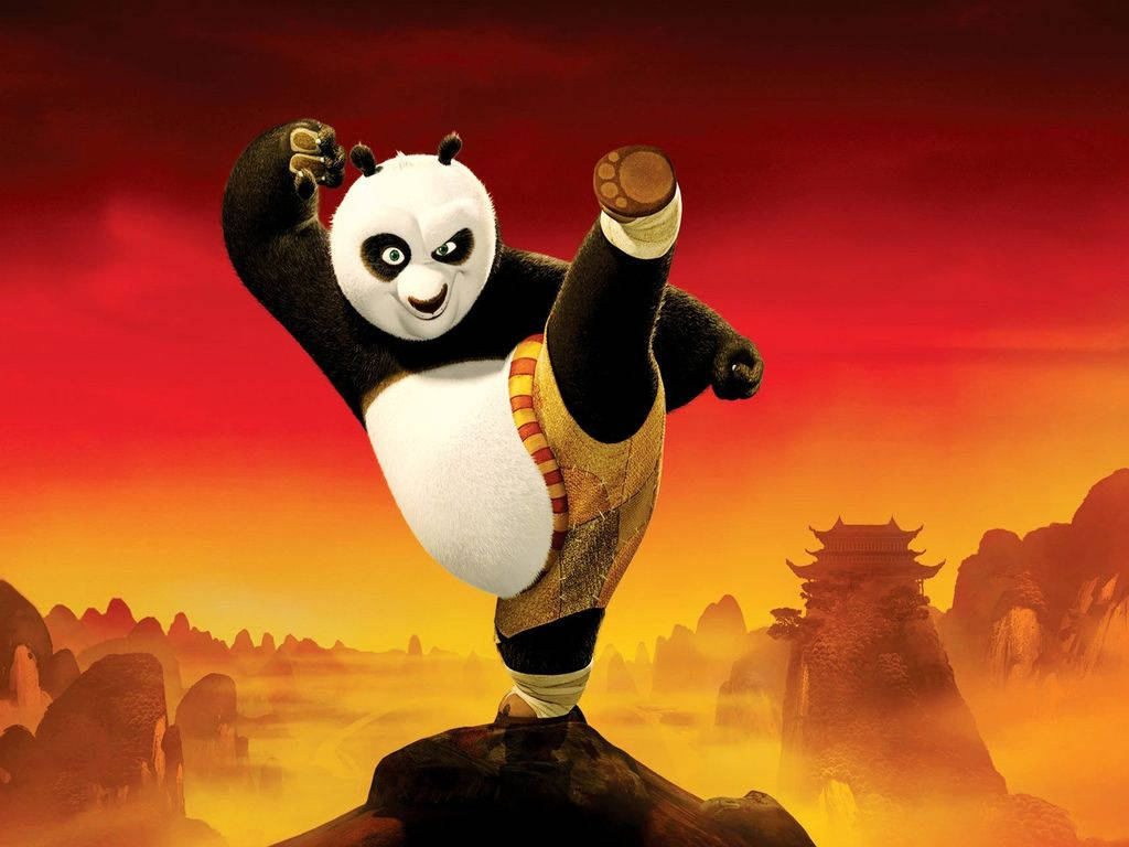 Po the Panda shows off his Kung Fu moves Wallpaper